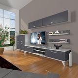 Decoraktiv Eko 6y MDF Dvd Retro TV Sehpa Ünitesi - Beyaz Antrasit