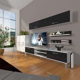 Decoraktiv Eko 6Y Slm Dvd Krom Ayaklı Beyaz Siyah Tv Sehpa Ünitesi