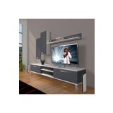 Decoraktiv Eko 7 MDF DVD Krom Ayaklı Beyaz Siyah Tv Ünitesi