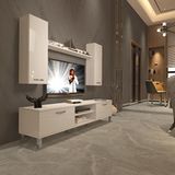 Decoraktiv Eko 7 Mdf Dvd Krom Ayaklı Parlak Beyaz Tv Sehpa Ünitesi
