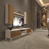 Decoraktiv Eko 7 MDF Dvd Retro TV Sehpa Ünitesi - Pera Beyaz