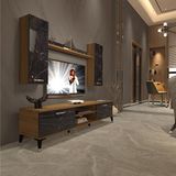 Decoraktiv Eko 7 MDF Dvd Silver TV Sehpa Ünitesi - Pera Siyah Mermer