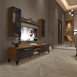 Decoraktiv Eko 7 Mdf DVD Silver Tv Ünitesi Tv Sehpası - Ceviz Siyah Mermer - Ceviz - Siyah Mermer