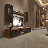 Decoraktiv Eko 7 MDF Dvd TV Sehpa Ünitesi - Ceviz Siyah Mermer