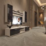 Decoraktiv Eko 7 Mdf Dvd Tv Ünitesi Tv Sehpası - Beyaz Siyah Mermer