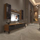 Decoraktiv Eko 7 Mdf Std Gold Tv Ünitesi Tv Sehpası - Ceviz Siyah Mermer