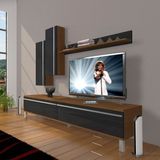 Decoraktiv Eko 7 MDF STD Krom Ayaklı Ceviz Siyah Tv Ünitesi