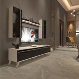 Decoraktiv Eko 7 MDF STD Retro TV Sehpa Ünitesi - Beyaz Siyah