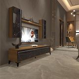 Decoraktiv Eko 7 MDF STD Silver TV Sehpa Ünitesi - Pera Siyah Mermer