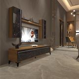 Decoraktiv Eko 7 Mdf Std Silver Tv Ünitesi Tv Sehpası - Pera Siyah Mermer
