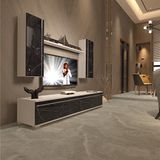 Decoraktiv Eko 7 MDF STD TV Sehpa Ünitesi - Beyaz Siyah Mermer