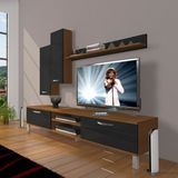 Decoraktiv Eko 7 SLM DVD Krom Ayaklı Ceviz Siyah Tv Ünitesi