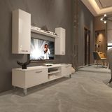 Decoraktiv Eko 7 Slm Dvd Krom Ayaklı Parlak Beyaz Tv Sehpa Ünitesi