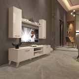 Decoraktiv Eko 7 Slm Dvd Retro Parlak Beyaz Tv Sehpa Ünitesi