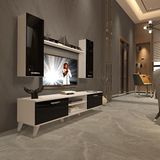 Decoraktiv Eko 7 SLM Dvd Retro TV Sehpa Ünitesi - Beyaz Siyah