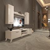 Decoraktiv Eko 7 Slm Dvd Retro Tv Ünitesi Tv Sehpası Parlak Beyaz