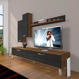 Decoraktiv Eko 7 SLM STD Krom Ayaklı Ceviz Siyah Tv Ünitesi