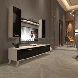 Decoraktiv Eko 7 Slm Std Retro Beyaz Siyah Tv Sehpa Ünitesi
