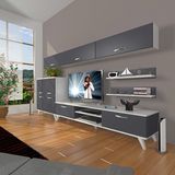 Decoraktiv Eko 8 MDF Dvd Retro TV Sehpa Ünitesi - Beyaz Antrasit