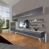 Decoraktiv Eko 8 MDF STD Retro TV Sehpa Ünitesi - Beyaz Antrasit