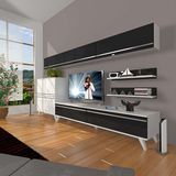 Decoraktiv Eko 8 MDF STD Retro TV Sehpa Ünitesi - Beyaz Siyah