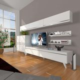 Decoraktiv Eko 8 MDF STD Retro TV Sehpa Ünitesi - Parlak Beyaz