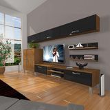 Decoraktiv Eko 8 SLM DVD Krom Ayaklı Ceviz Siyah Tv Ünitesi