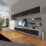 Decoraktiv Eko 8 SLM STD Krom Ayaklı Beyaz Siyah Tv Ünitesi