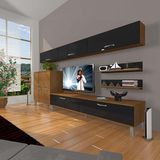 Decoraktiv Eko 8 SLM STD Krom Ayaklı Ceviz Siyah Tv Ünitesi