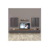Decoraktiv Eko 8D MDF Krom Ayaklı Ceviz Siyah Tv Ünitesi
