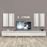 Decoraktiv Eko 8D MDF Krom Ayaklı Parlak Beyaz Tv Ünitesi