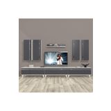 Decoraktiv Eko 8D MDF Retro Beyaz Siyah Tv Ünitesi