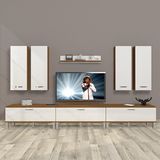 Decoraktiv Eko 8D SLM Krom Ayaklı Beyaz Ceviz Tv Ünitesi