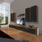 Decoraktiv Eko 8D SLM Krom Ayaklı Ceviz Siyah Tv Ünitesi