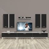 Decoraktiv Eko 8D Slm Retro Beyaz Siyah Tv Sehpa Ünitesi