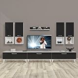 Decoraktiv Eko 8DA Slm Retro Beyaz Siyah Tv Sehpa Ünitesi