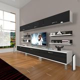 Decoraktiv Eko 8Y SLM Krom Ayaklı Beyaz Siyah Tv Ünitesi