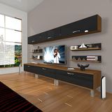 Decoraktiv Eko 8Y SLM Krom Ayaklı Siyah Ceviz Tv Ünitesi