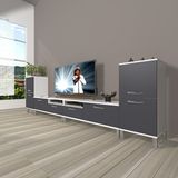 Decoraktiv Eko 9200 Mdf Krom Ayaklı Beyaz Antrasit Tv Sehpa Ünitesi