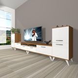 Decoraktiv Eko 9200 Mdf Retro Tv Ünitesi Tv Sehpası - Beyaz - Ceviz
