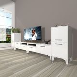 Decoraktiv Eko 9200 Mdf Silver Parlak Beyaz Tv Sehpa Ünitesi
