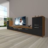 Decoraktiv Eko 9200 Slm Ceviz Siyah Tv Sehpa Ünitesi