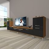 Decoraktiv Eko 9200 Slm Krom Ayaklı Ceviz Siyah Tv Sehpa Ünitesi