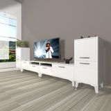 Decoraktiv Eko 9200 Slm Silver Parlak Beyaz Tv Sehpa Ünitesi