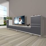 Decoraktiv Eko 9200T Mdf Krom Ayaklı Beyaz Antrasit Tv Sehpa Ünitesi
