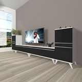 Decoraktiv Eko 9200T Mdf Retro Beyaz Siyah Tv Sehpa Ünitesi