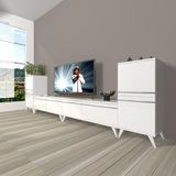 Decoraktiv Eko 9200T Mdf Retro Parlak Beyaz Tv Sehpa Ünitesi