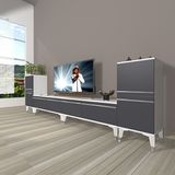 Decoraktiv Eko 9200T Mdf Silver Beyaz Antrasit Tv Sehpa Ünitesi