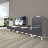 Decoraktiv Eko 9200T Mdf Silver Beyaz Antrasit Tv Sehpa Ünitesi