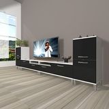 Decoraktiv Eko 9220 MDF Krom Ayaklı Beyaz Siyah TV Sehpa Ünitesi